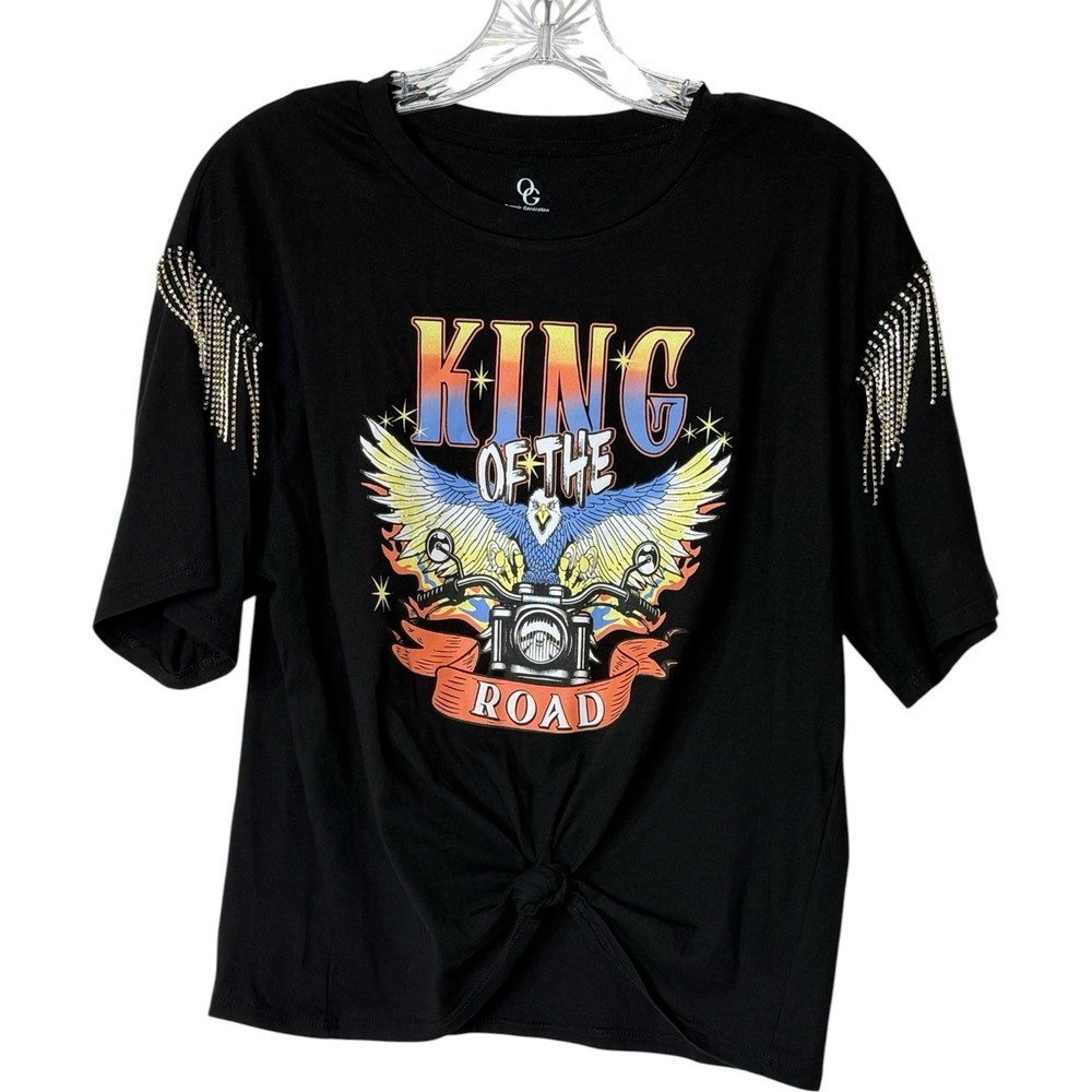 Organic Generation King Of The Road Motorcycle Rhinestone Fringe Womens Large